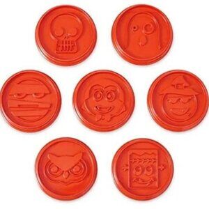 Pampered Chef Set of 7 Orange Round 3.5" Halloween Cookie Cutters #1598